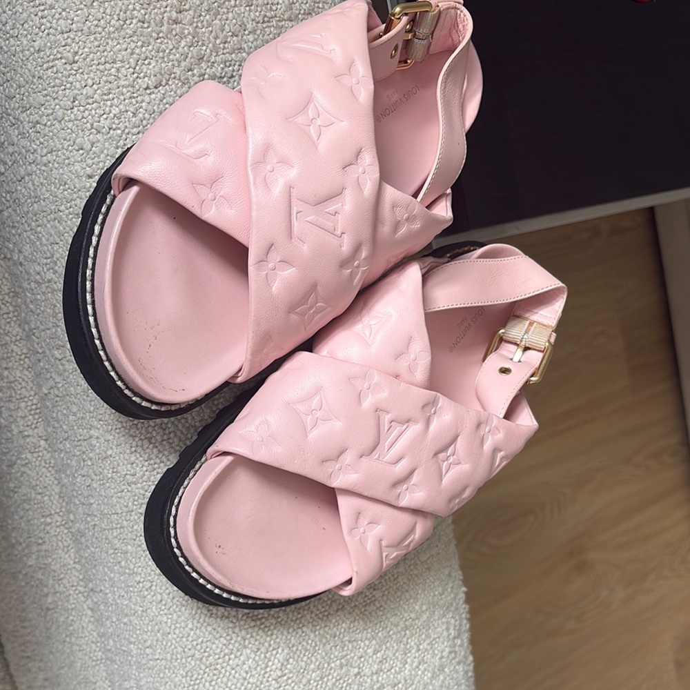 Louis Vuitton Light Pink Embossed Sandals